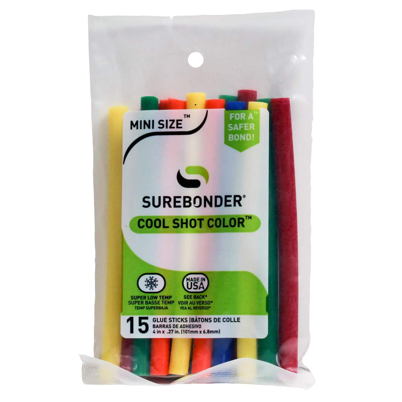 Surebonder® Cool Shot Color™ 4" Multicolor Super Low-Temp Mini Glue Sticks, 15ct.